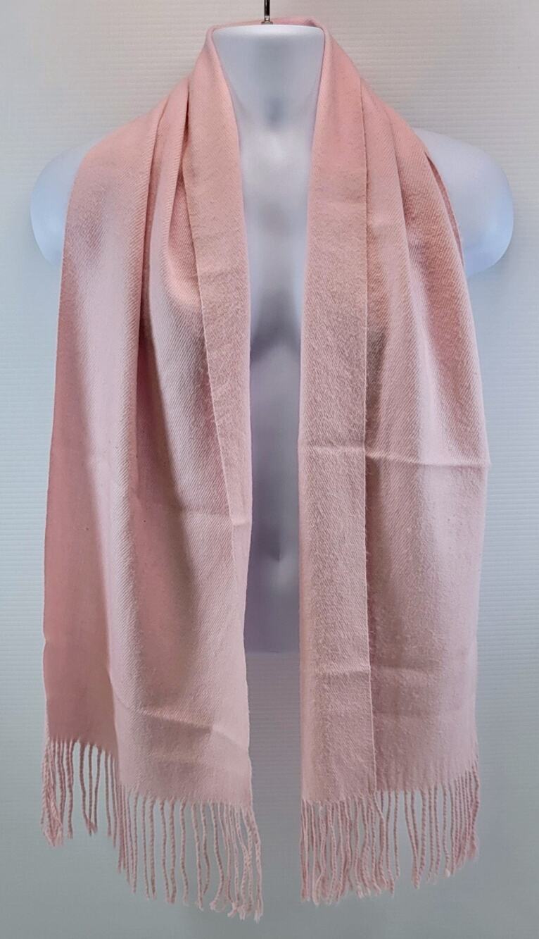 L7) Women Pink Fringed Tassel Fringed Winter Scarf 62" x 13"